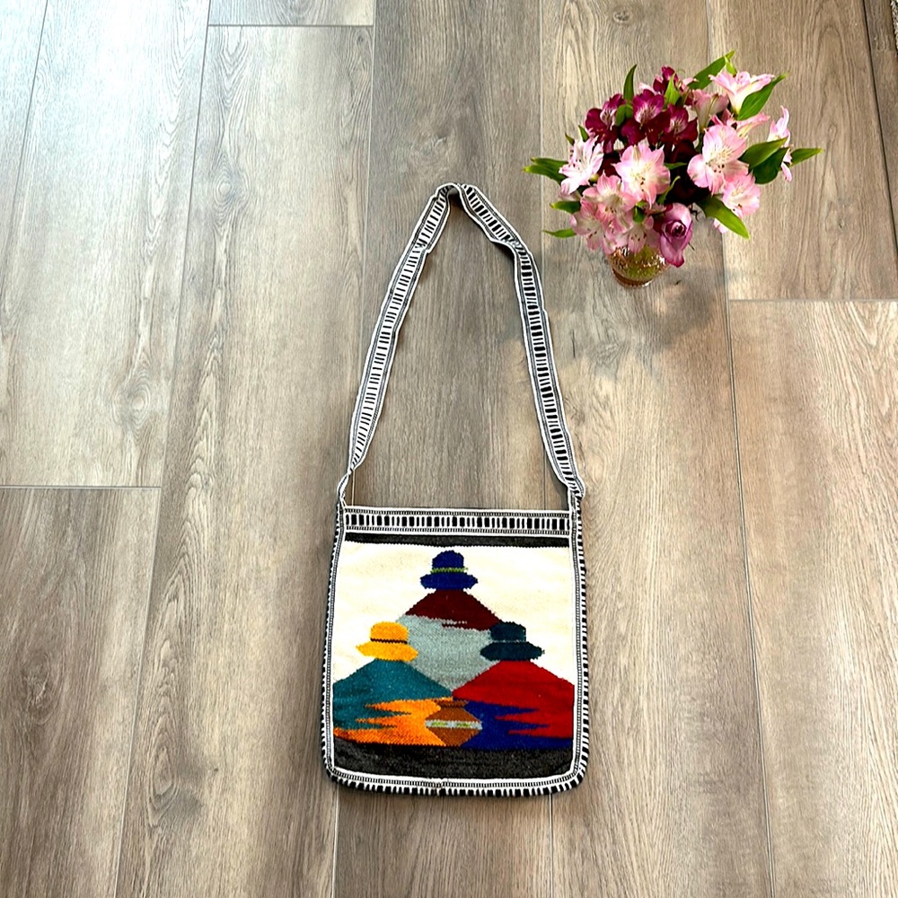 Mexican Pinzon Boho colorful festival bag. Crossbody woven hippie bag.